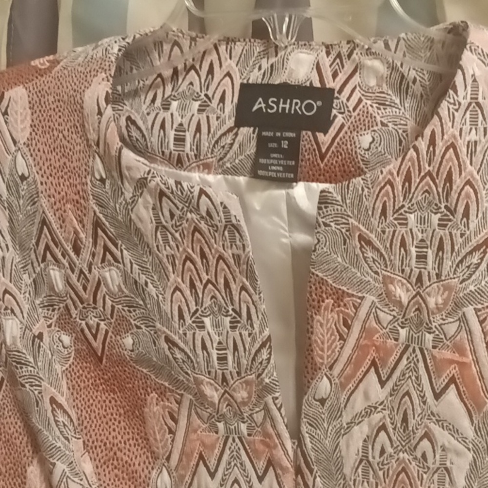 NWT FINAL PRICE ASHRO multi-colored foliage print 2-pc suit w slit - Picture 2 of 14